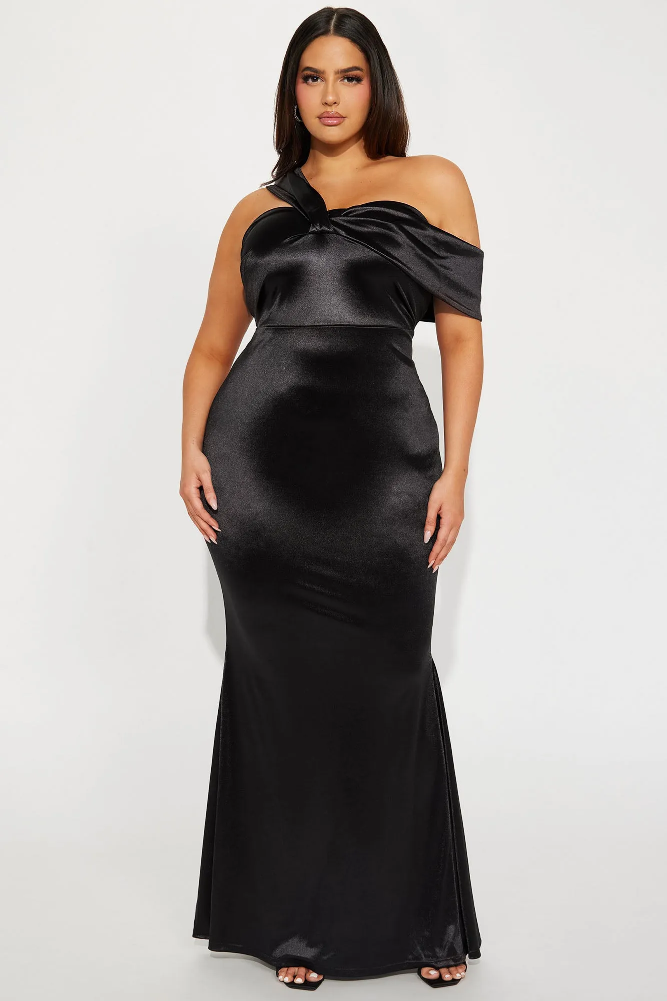 An Evening With You Satin Gown - Black