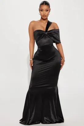 An Evening With You Satin Gown - Black