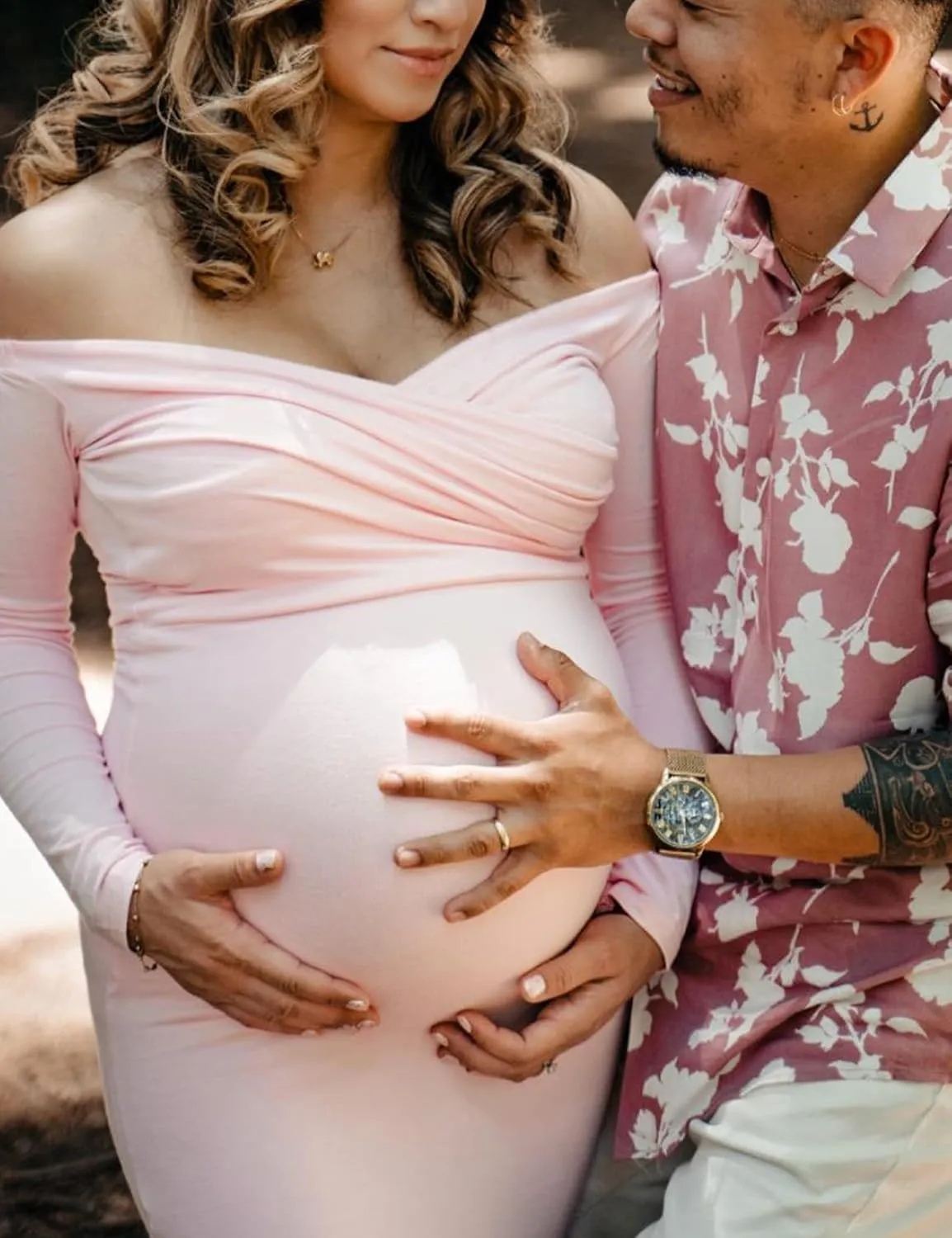 BANETTETA Off Shoulder Maternity Gown for Photoshoot, Long Sleeve Maternity Maxi Dress, Baby Shower Dress for Women