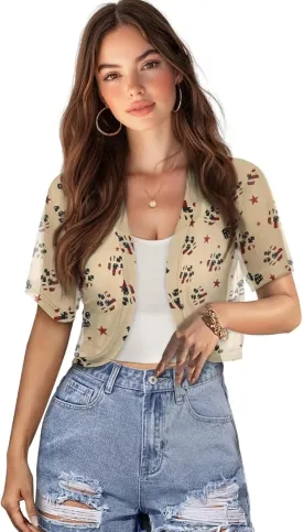 Biyejit Women Shrug Chiffon Open Front Sheer Short Sleeve Bolero Cardigan for Evening Dress Crop Top Thin Cardigans