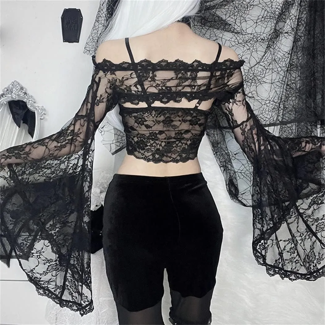Bolero Shrug Top Trad Goth Black Shawls and Wraps for Evening Dresses Short Cardigan