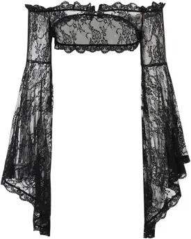 Bolero Shrug Top Trad Goth Black Shawls and Wraps for Evening Dresses Short Cardigan