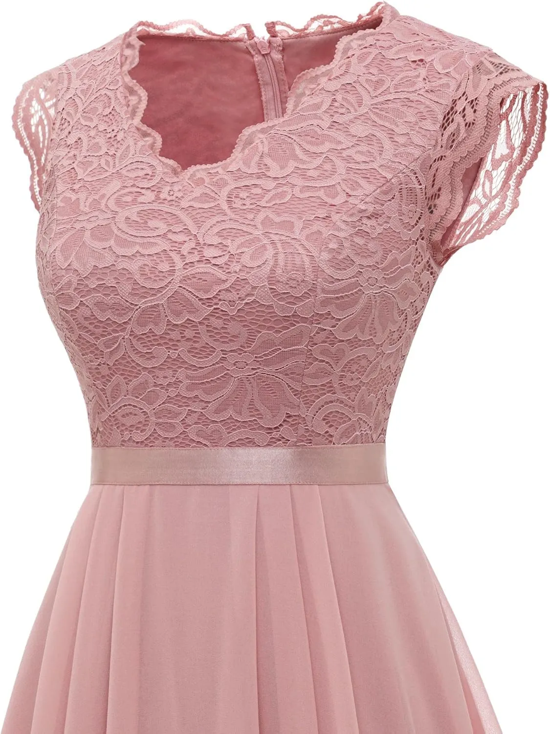 Dressystar Women's V Neck Sleeveless Lace Bridesmaid Dress Wedding Party Gown
