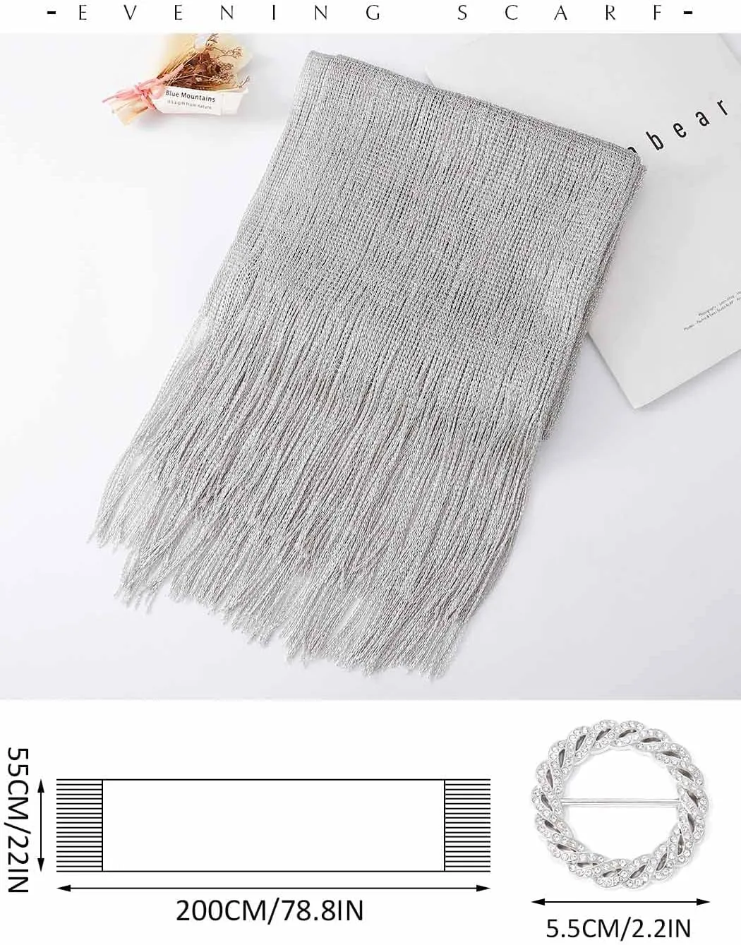EASEDAILY Women's Shawls and Wraps for Evening Dresses Sparkling Wedding Scarf Fringe Bridal Capelet for Bride and Bridesmaid