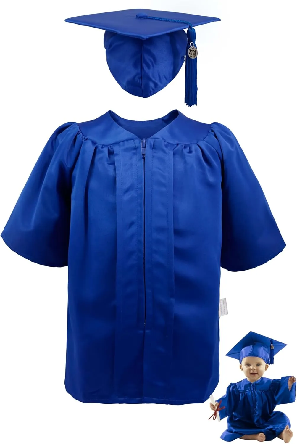 GraduationMall Baby Graduation Cap and Gown Set - NICU Graduate Outfit 0-18M, Soft Satin (5 Colors, S/M/L)