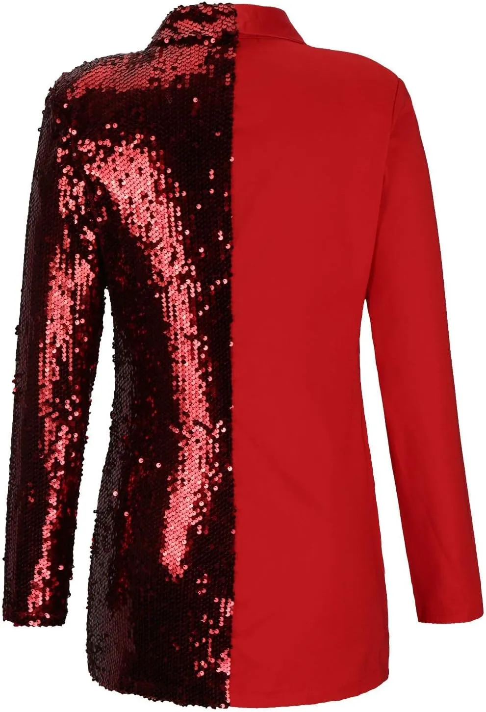 HGps8w Double Breasted Sequins Blazer Dress for Women Sexy Colorblock Long Blazers Jackets Formal Evening Party Club Outfit