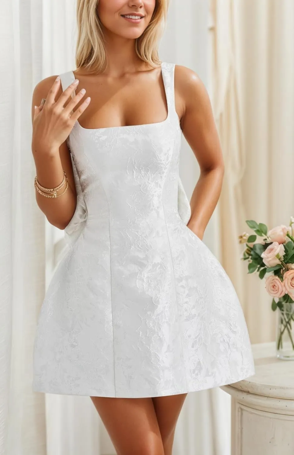 Jacquard Satin Homecoming Dresses with Bow Corset Short Prom Dress for Teens Spaghetti Straps Cocktail Gown