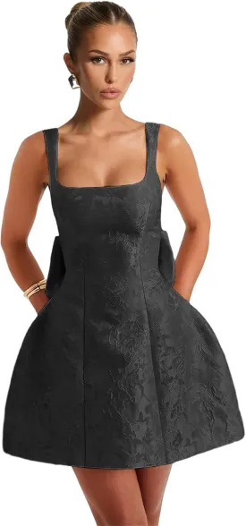 Jacquard Satin Homecoming Dresses with Bow Corset Short Prom Dress for Teens Spaghetti Straps Cocktail Gown
