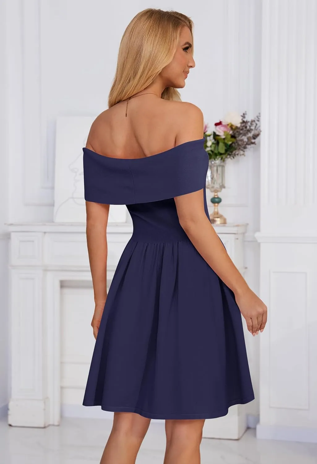 MEROKEETY Women's Summer Off Shoulder Mini Dresses 2025 Ruffle A Line Cocktail Party Knit Dress