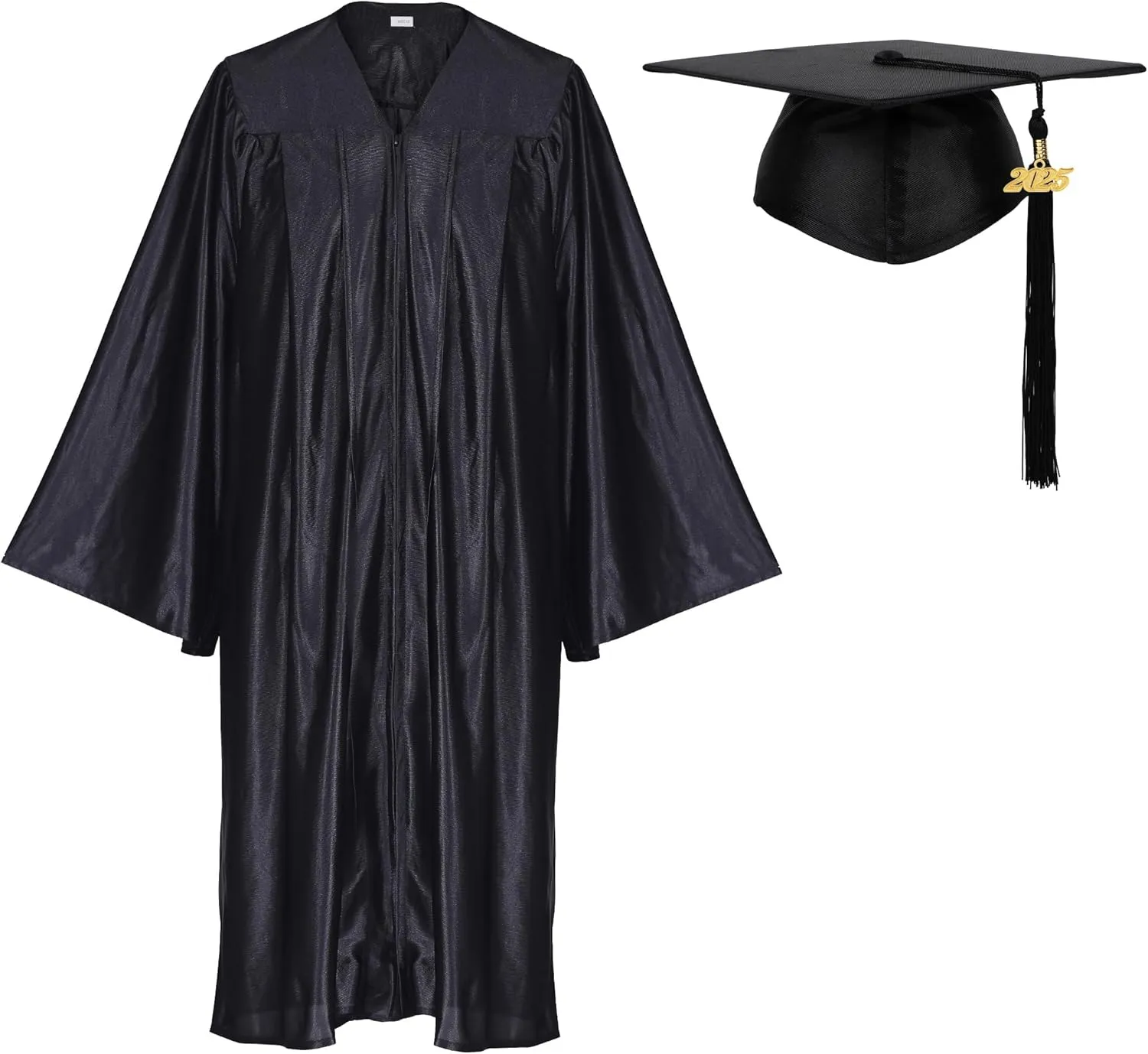 Newrara Adult Shiny Graduation Cap and Gown Tassel Set for High School & Bachelor