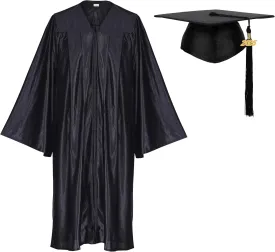 Newrara Adult Shiny Graduation Cap and Gown Tassel Set for High School & Bachelor