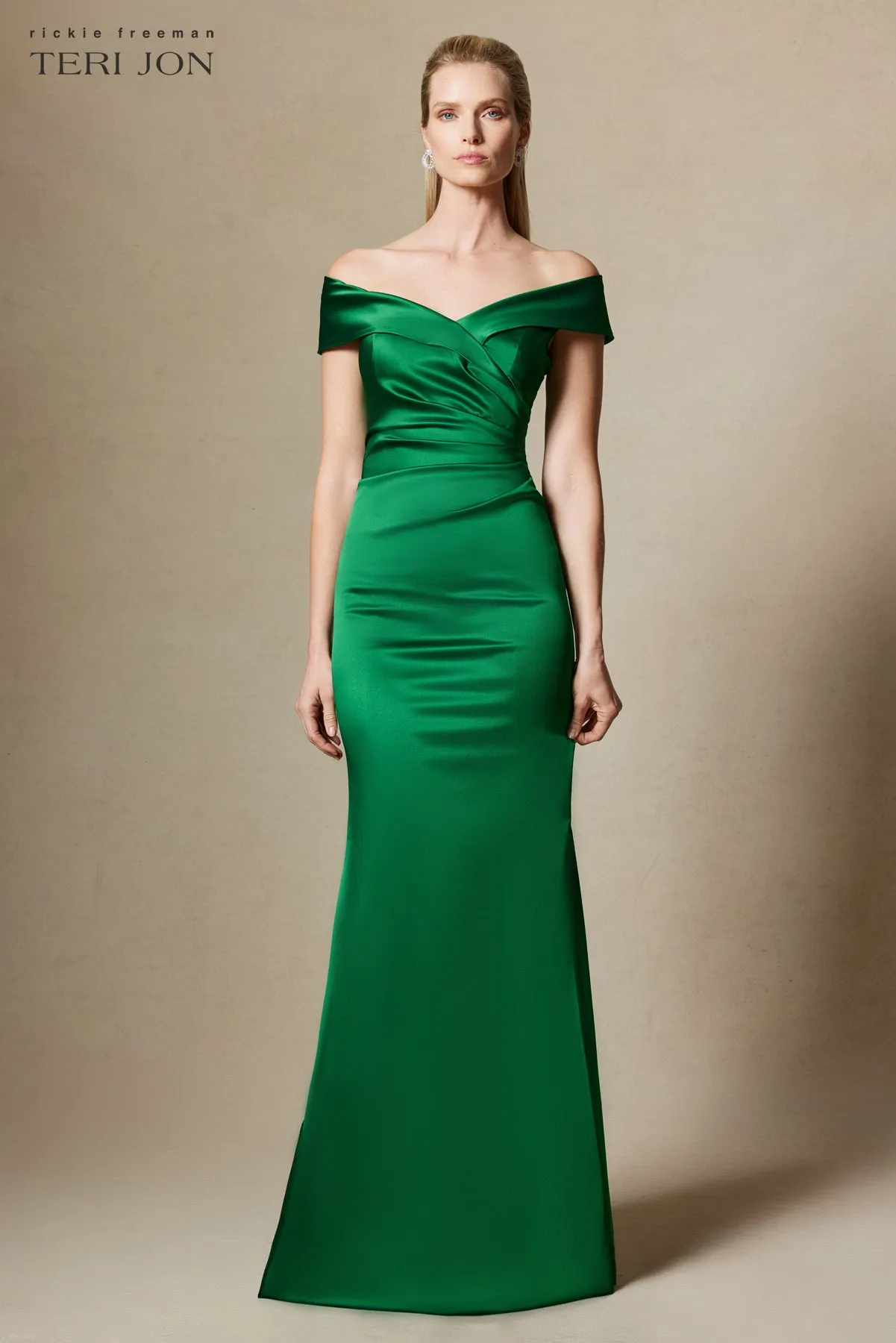 Off Shoulder Portrait Stretch Evening Gown
