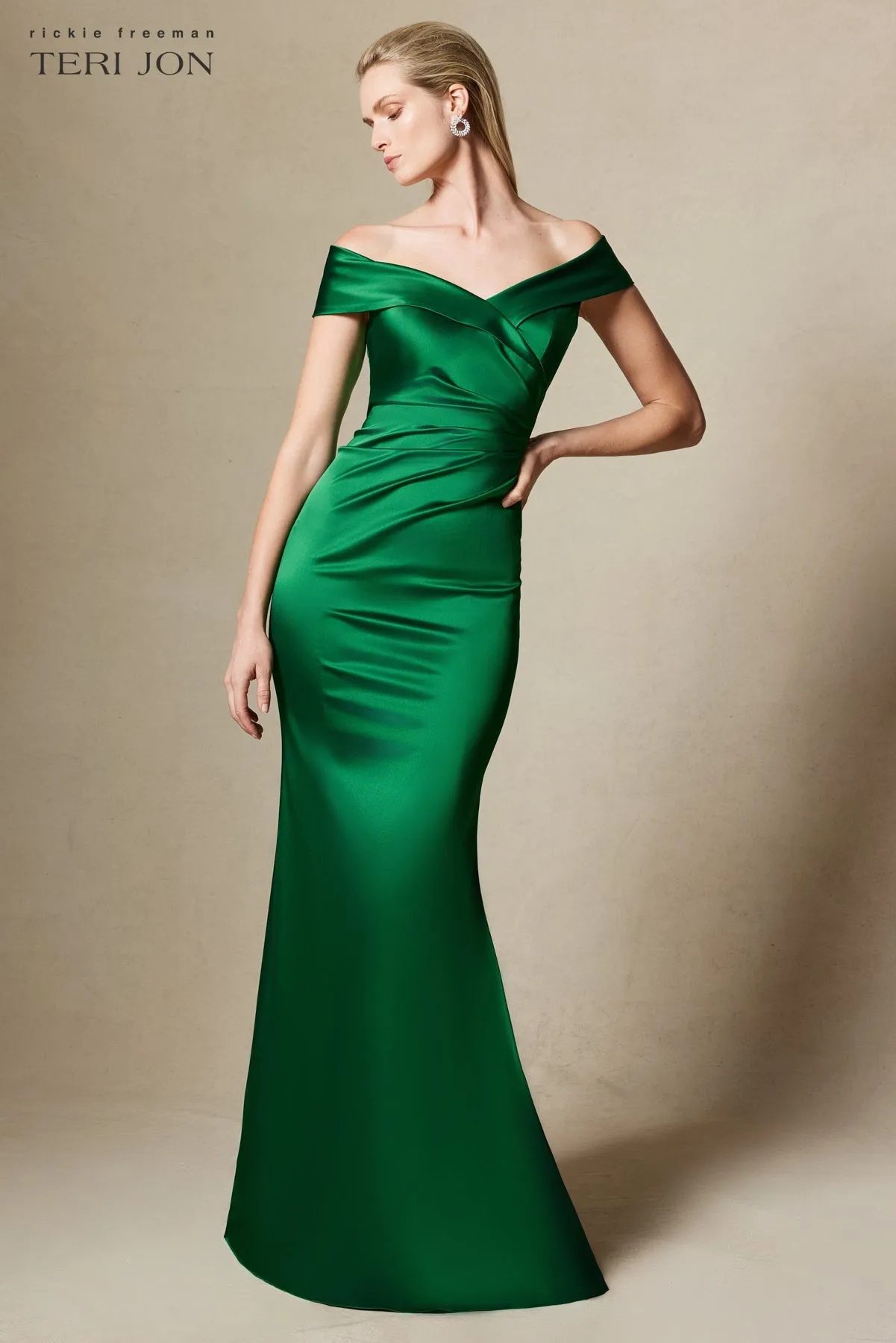 Off Shoulder Portrait Stretch Evening Gown