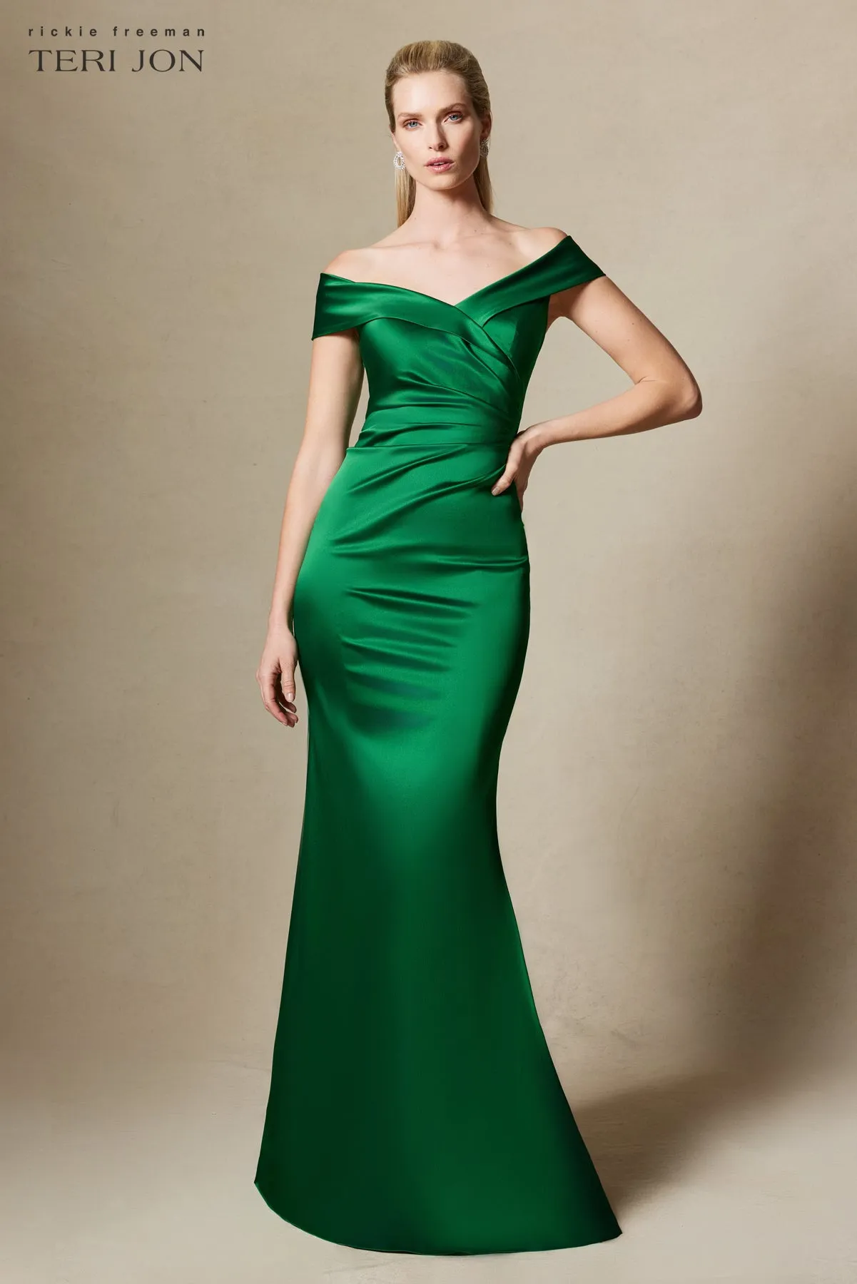 Off Shoulder Portrait Stretch Evening Gown