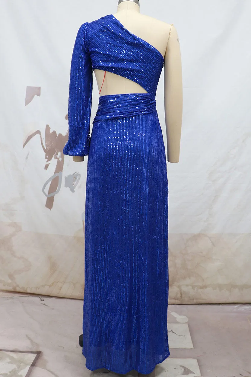 Sexy Royal Blue One Sleeve Prom Gown Evening Dress