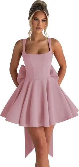 Short Homeoming Dresses for Teens 2025 Corset Formal HOCO Dress with Bow Cocktail Prom Gown