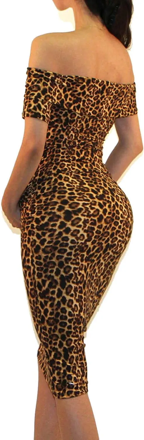 Vivicastle USA Women's Off Shoulder Ruffle Ruched Sides Knee Length Maternity Bodycon Dress