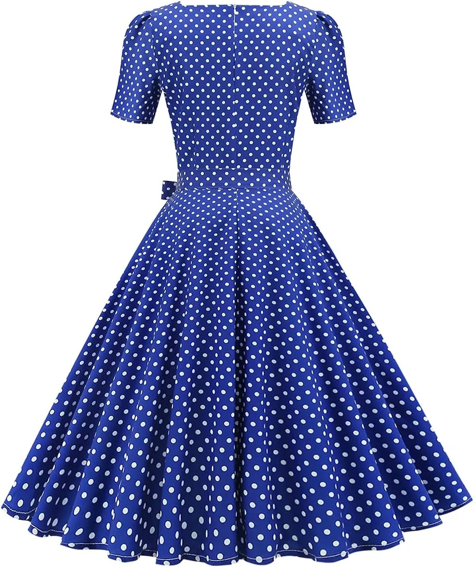 Women Vintage Off Shoulder Rose Embroidered Floral Evening Dress V Neck Short 3/4 Sleeves Wedding Cocktail A Line Midi Gown